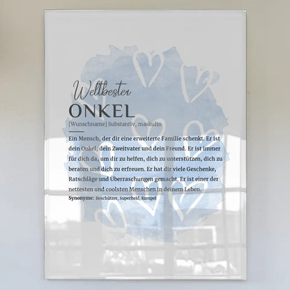 personalisiertes acrylglas bild definition onkel mit name herzchen blau Definitions Designs 1