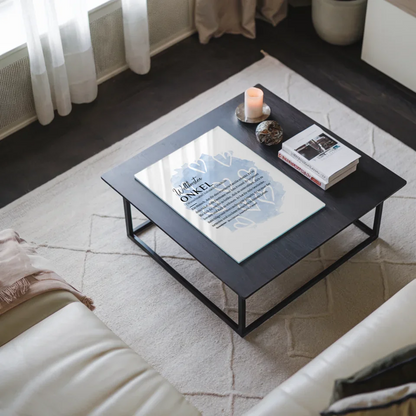 Personalisiertes Acrylglas Bild Definition Onkel mit Name Herzchen blau