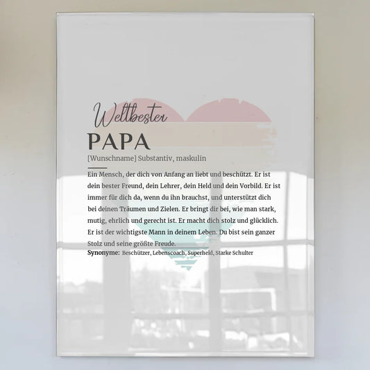 Personalisiertes Acrylglas Bild Definition Papa mit Name Vintage Herz