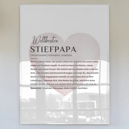 Personalisiertes Acrylglas Bild Definition Stiefpapa mit Wasserfarben Herz