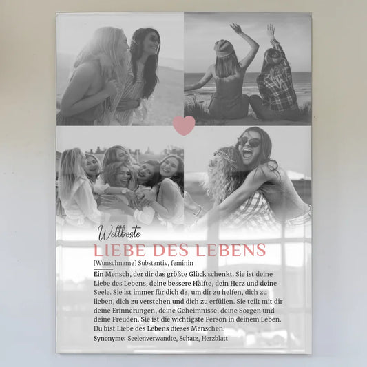 Personalisiertes Acrylglas Bild Definition Liebe des Lebens 4 Fotos