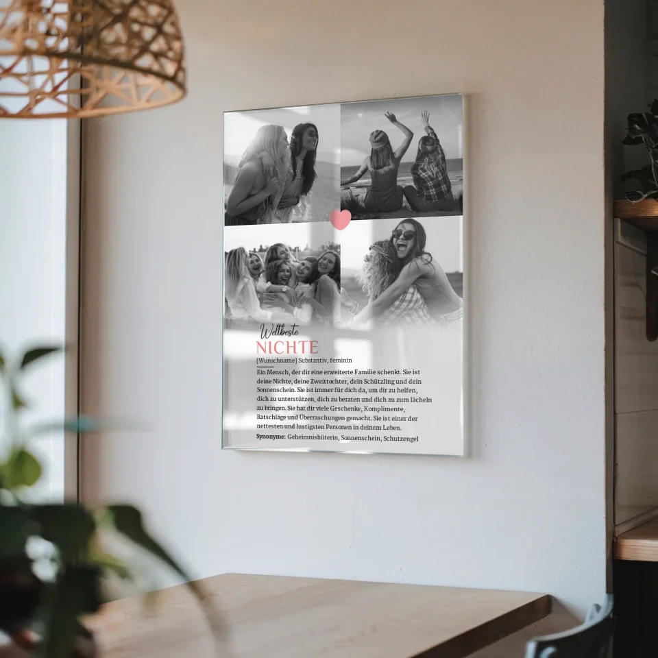 Acrylglas Bild personalisiert Definition Nichte 4 Fotos mit Name