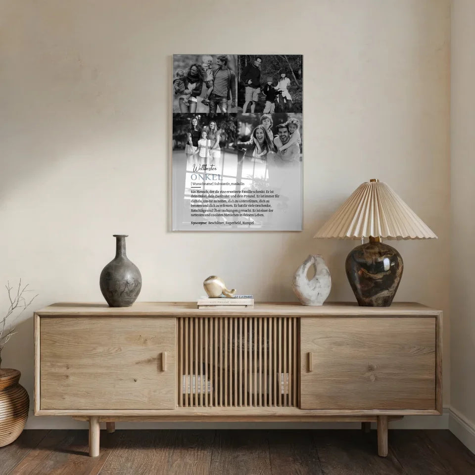 Personalisiertes Acrylglas Bild Definition Onkel 4 Fotos mit Name