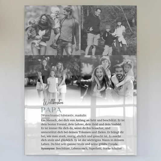 Personalisiertes Acrylglas Bild Definition Papa mit 4 Fotos