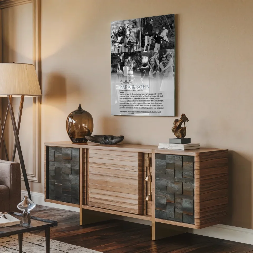 Acrylglas Bild personalisiert Definition Papa & Sohn 4 Fotos mit Name