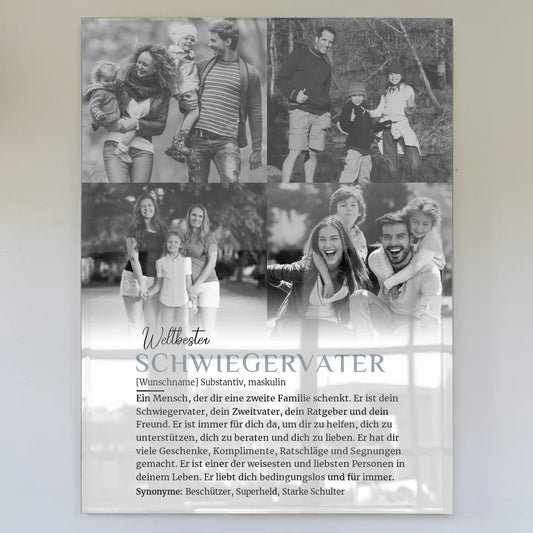 Personalisiertes Acrylglas Bild Definition Schwiegervater mit Name 4 Fotos