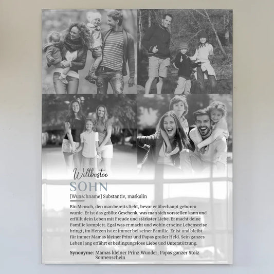 Personalisiertes Acrylglas Bild Definition Beste Sohn 4 Fotos mit Name