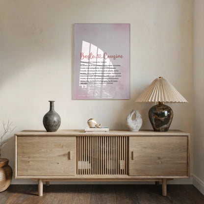 Personalisiertes Acrylglas Bild Definition Beste Cousine Herz mit Name