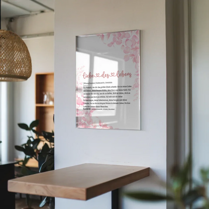 Personalisiertes Acrylglas Bild Definition Liebe des Lebens Herz mit Name