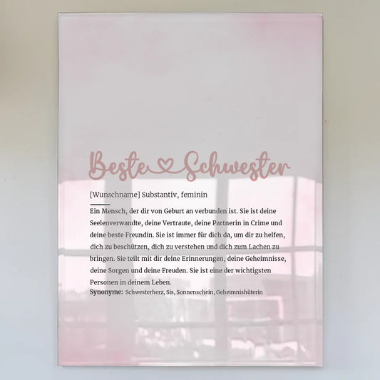 Personalisiertes Acrylglas Bild Beste Schwester Herz mit Name