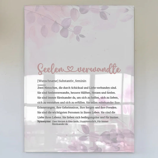 Personalisiertes Acrylglas Bild Definition Seelenverwandte Herz mit Name