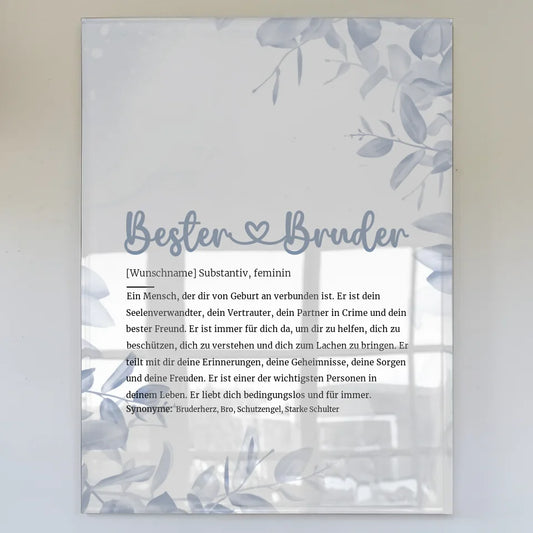 Personalisiertes Acrylglas Bild Definition Bester Bruder Herz