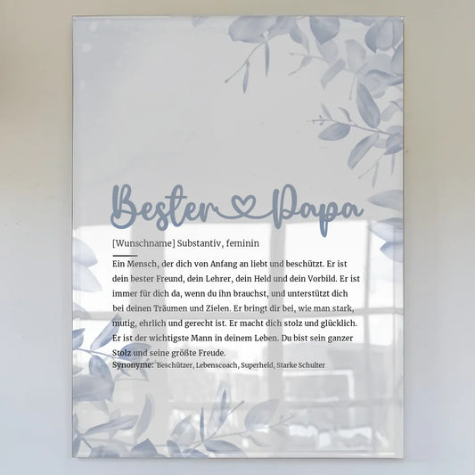 Personalisiertes Acrylglas Bild Definition Bester Papa Herz mit Name