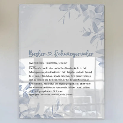 Personalisiertes Acrylglas Bild Bester Schwiegervater Herz mit Name