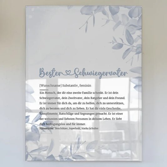 Personalisiertes Acrylglas Bild Bester Schwiegervater Herz mit Name