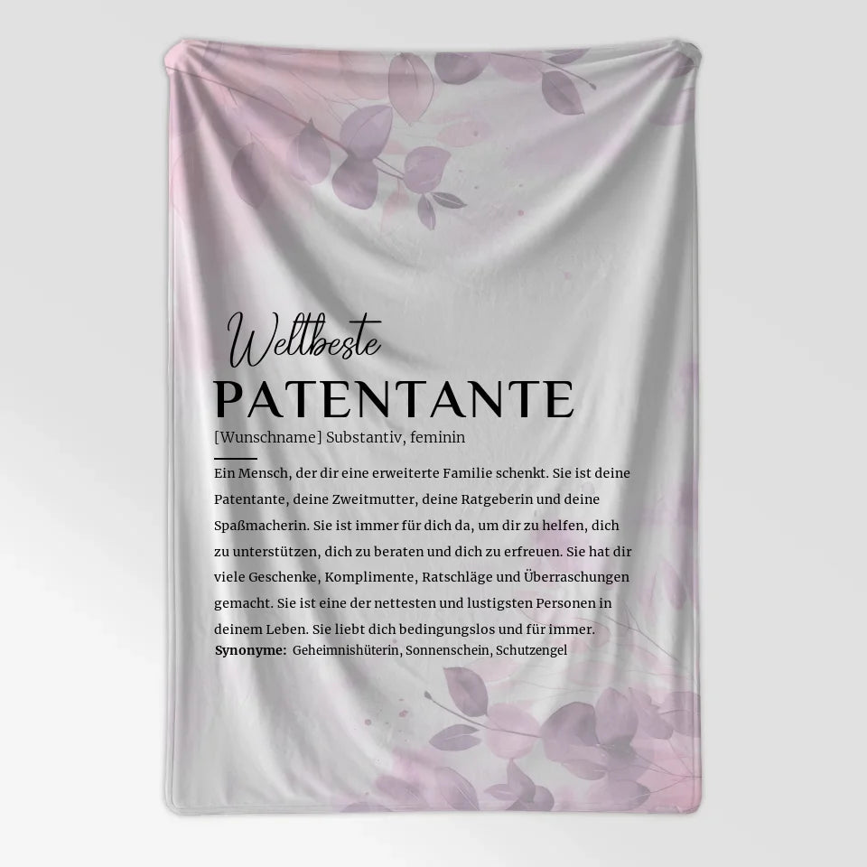 personalisierte decke definition patentante pink rosa floral 7