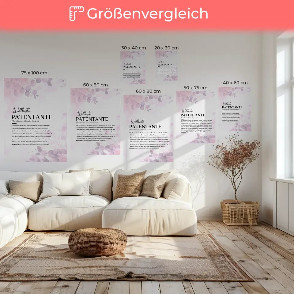 personalisierte leinwand definition patentante pink rosa floral 6