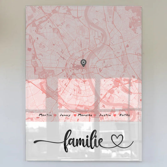 personalisiertes stadtkarte acrylglas bild familie mit nachname Familiendesign mit Stadtkarte 1