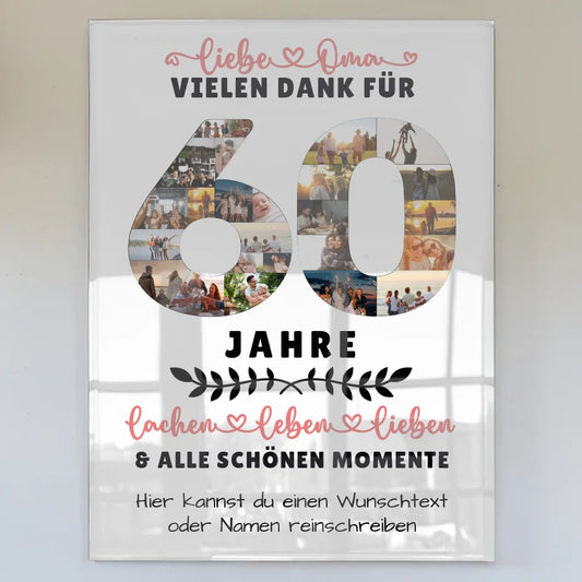 personalisiertes acrylglas bild oma 60 geburtstag mit namen Geburtstags Design mit Fotos in Zahlen Vertikal 1