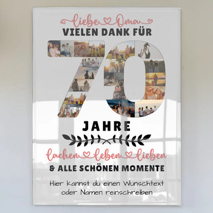 personalisiertes acrylglas bild fur oma zum 70 geburtstag mit fotos Geburtstags Design mit Fotos in Zahlen Vertikal 1