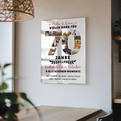 Personalisiertes Acrylglas Bild für Oma zum 70. Geburtstag mit Fotos