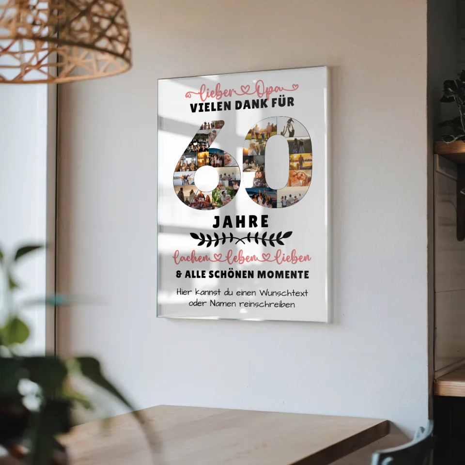 Acrylglas Bild Personalisiert Opa 60 Geburtstag Fotos Wunschtext