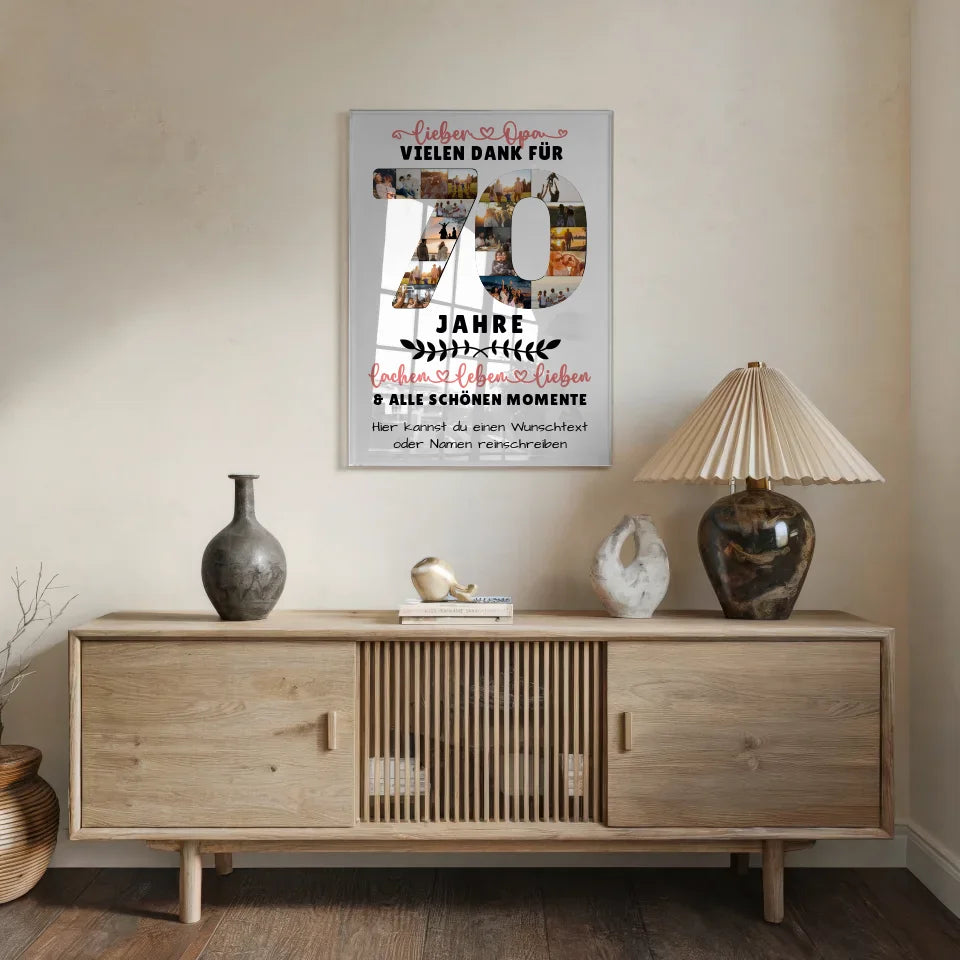 Personalisiertes Acrylglas Bild Opa 70 Geburtstag mit Fotos Wunschtext