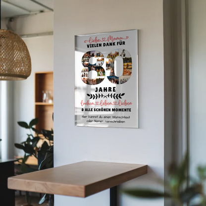 Personalisiertes Acrylglas Bild Mama 80 Geburtstag mit Wunschtext