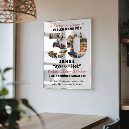 Personalisiertes Acrylglas Bild Papa Fotos zum 30 Geburtstag Wunschtext