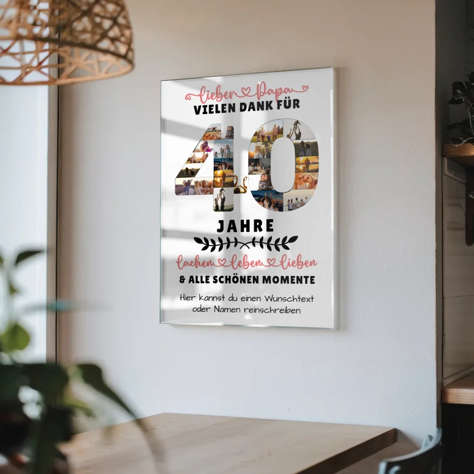 Personalisiertes Acrylglas Bild Papa 40 Geburtstag Fotos Lachen Leben