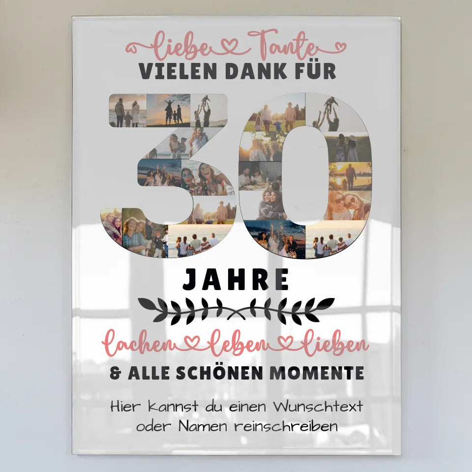 Personalisiertes Acrylglas Bild Tante zum 30 Geburtstag mit Wunschtext Fotos