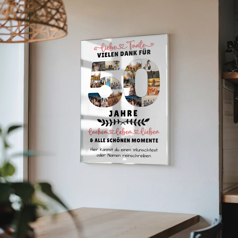 Personalisiertes Acrylglas Bild für Tante 50 Geburtstag mit Fotos