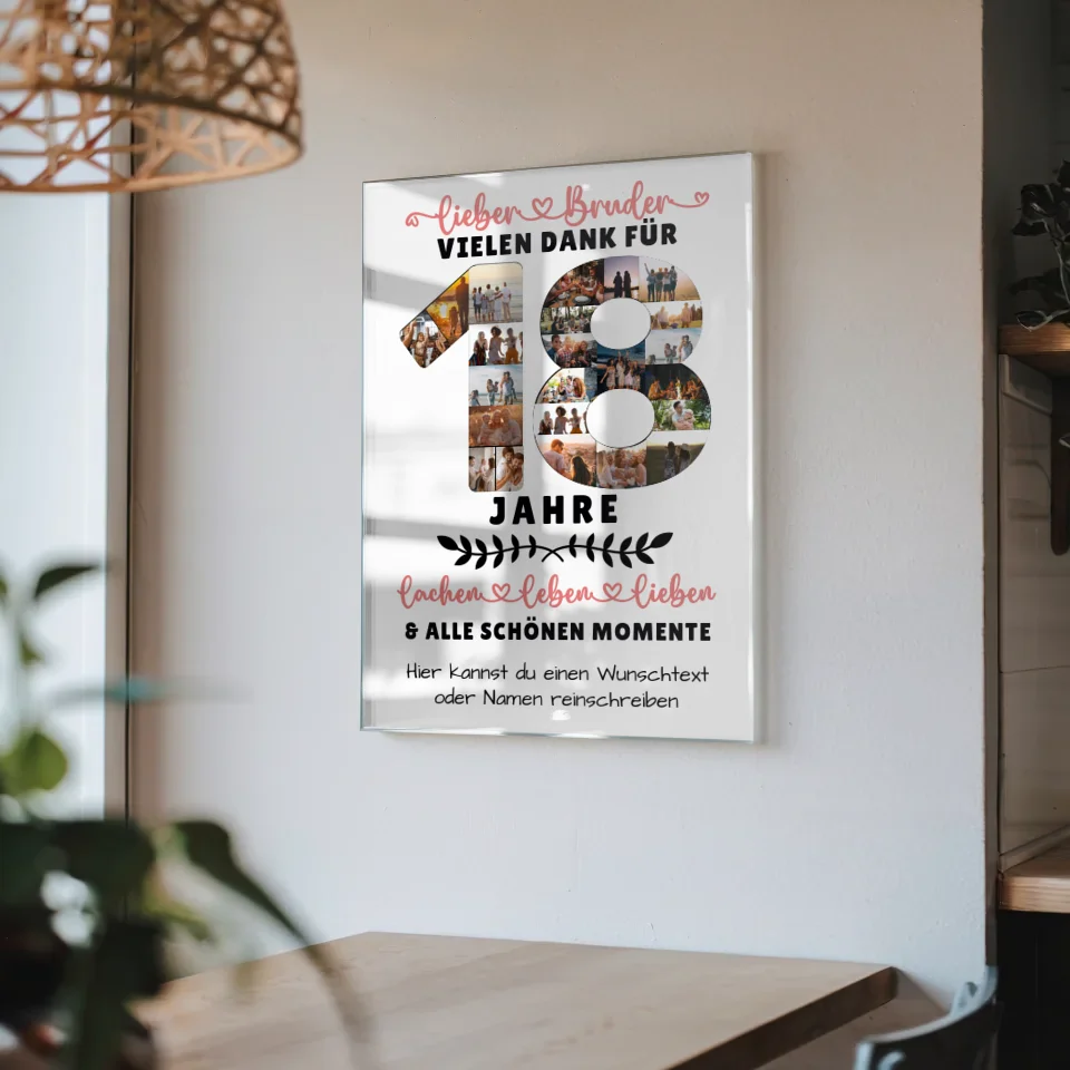 Personalisiertes Acrylglas Bild Bruder 18 Geburtstag Fotos Lachen