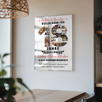 Personalisiertes Acrylglas Bild Bruder 18 Geburtstag Fotos Lachen