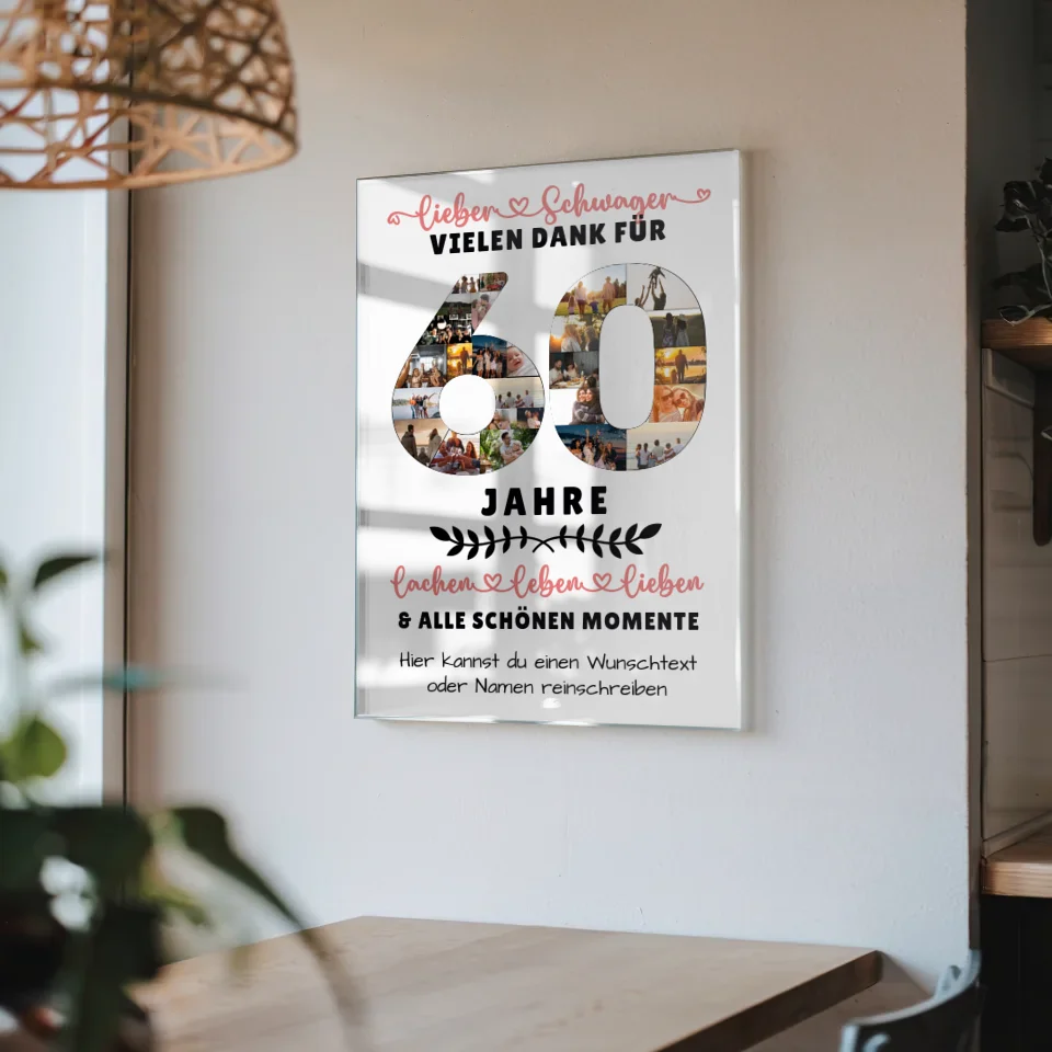 Personalisiertes Acrylglas Bild für Schwager 60 Geburtstag Fotos Momente