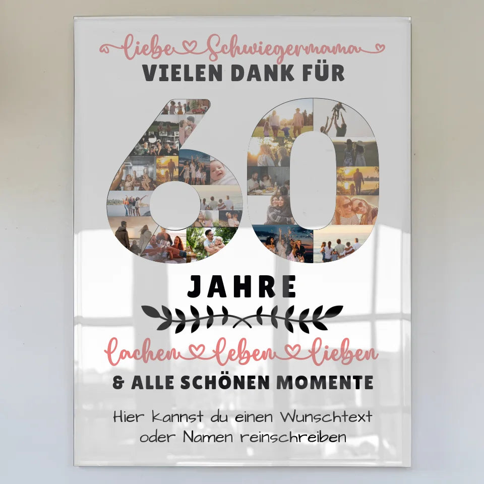 personalisiertes acrylglas bild schwiegermama 60 geburtstag fotos Geburtstags Design mit Fotos in Zahlen Vertikal 1