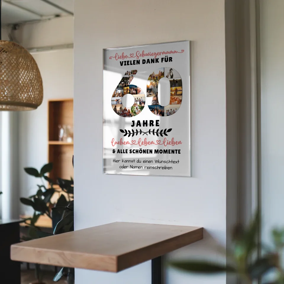 Personalisiertes Acrylglas Bild Schwiegermama 60 Geburtstag Fotos