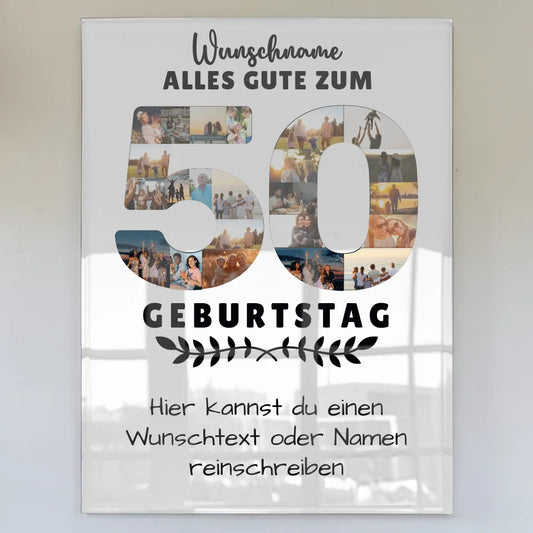Personalisiertes Acrylglas Bild 50 Geburtstag Wunschname Wunschtext