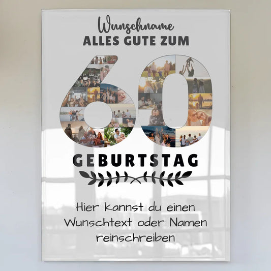 Personalisiertes Acrylglas Bild 60 Geburtstag mit Wunschname Wunschtext