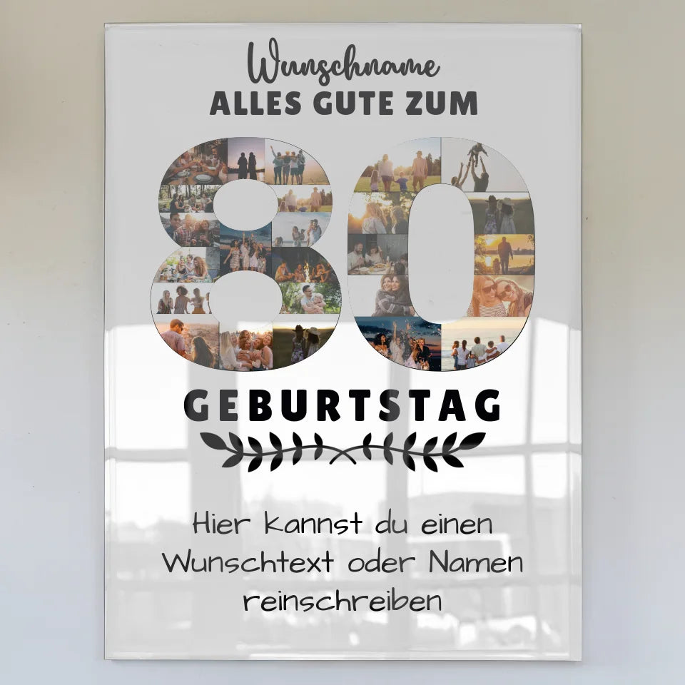 Personalisiertes Acrylglas Bild zum 80 Geburtstag mit Wunschname