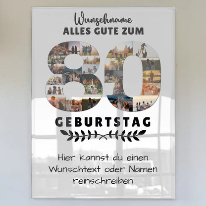 Personalisiertes Acrylglas Bild zum 80 Geburtstag mit Wunschname