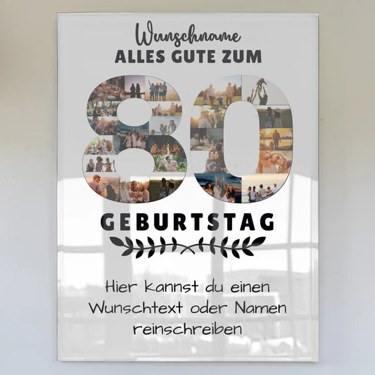 Personalisiertes Acrylglas Bild zum 80 Geburtstag mit Wunschname