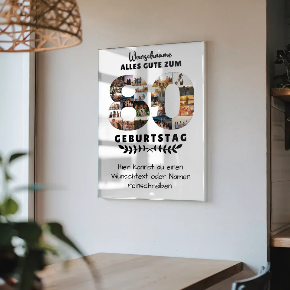 Personalisiertes Acrylglas Bild zum 80 Geburtstag mit Wunschname