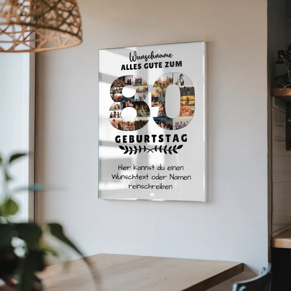 Personalisiertes Acrylglas Bild zum 80 Geburtstag mit Wunschname