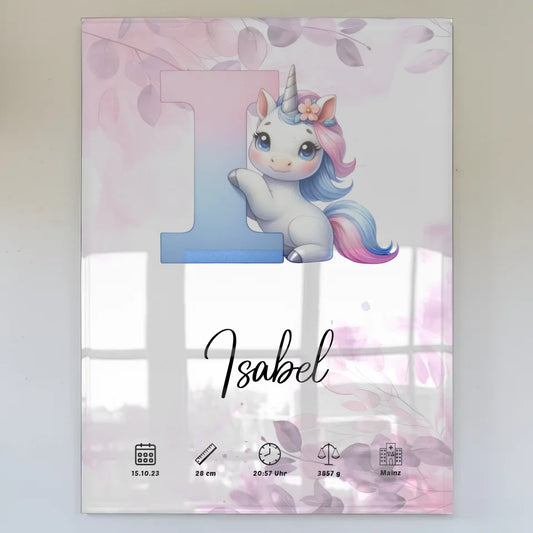 Personalisiertes Acrylglas Bild Anfangsbuchstaben Buchstabe I Pink Rosa Floral