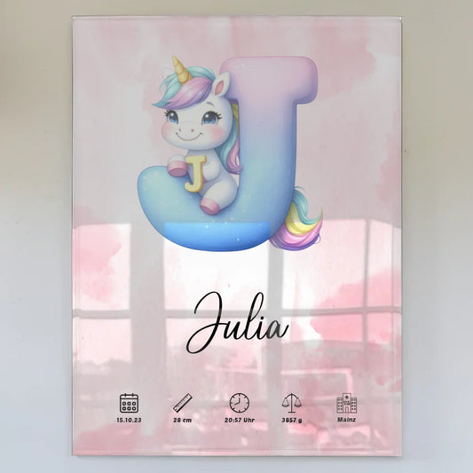 Personalisiertes Acrylglas Bild Buchstabe J Rosa Aquarell