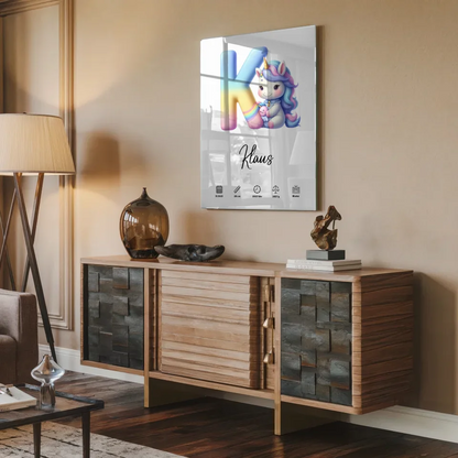 Acrylglas Bild Buchstabe K personalisiert Geschenk zur Geburt Initial