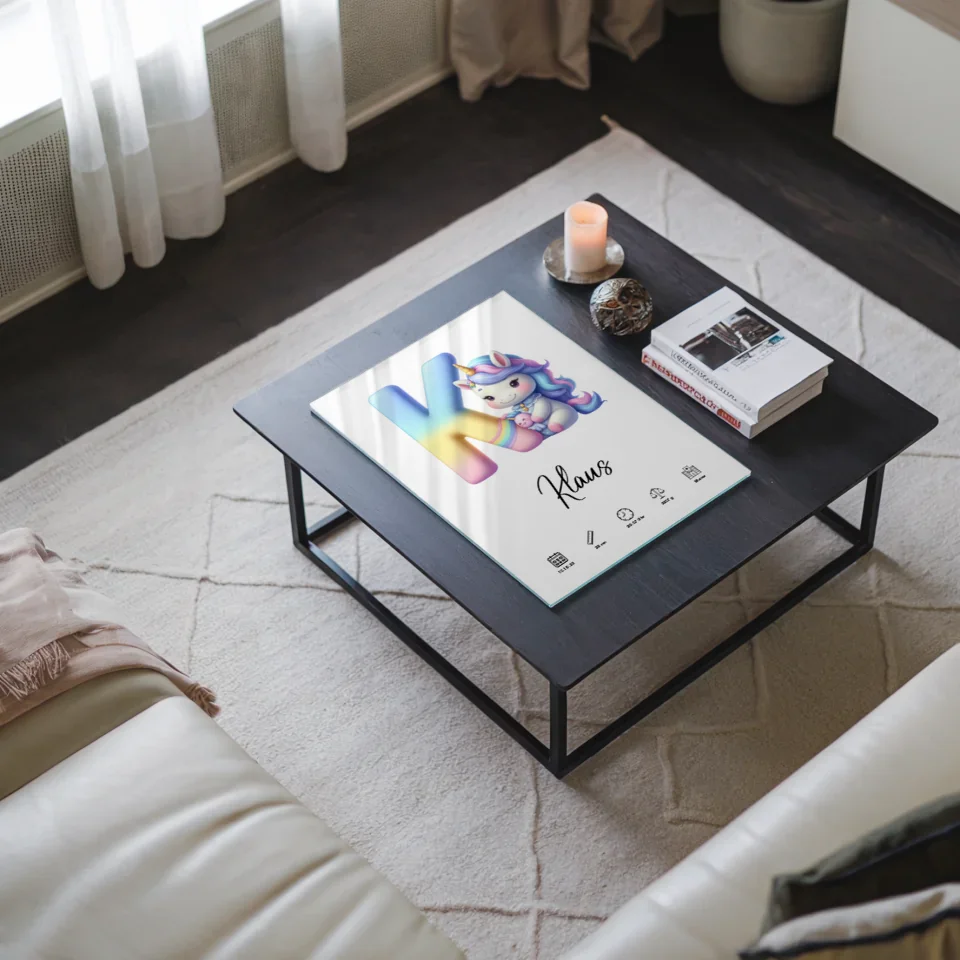 Acrylglas Bild Buchstabe K personalisiert Geschenk zur Geburt Initial