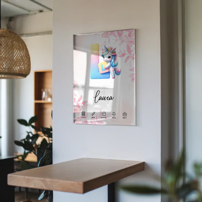 Personalisiertes Acrylglas Bild Buchstabe L Rosa Floral für Geburt A-Z