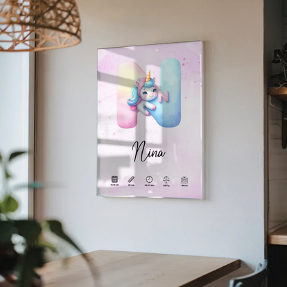 Personalisiertes Acrylglas Bild Anfangsbuchstaben Buchstabe N Lila